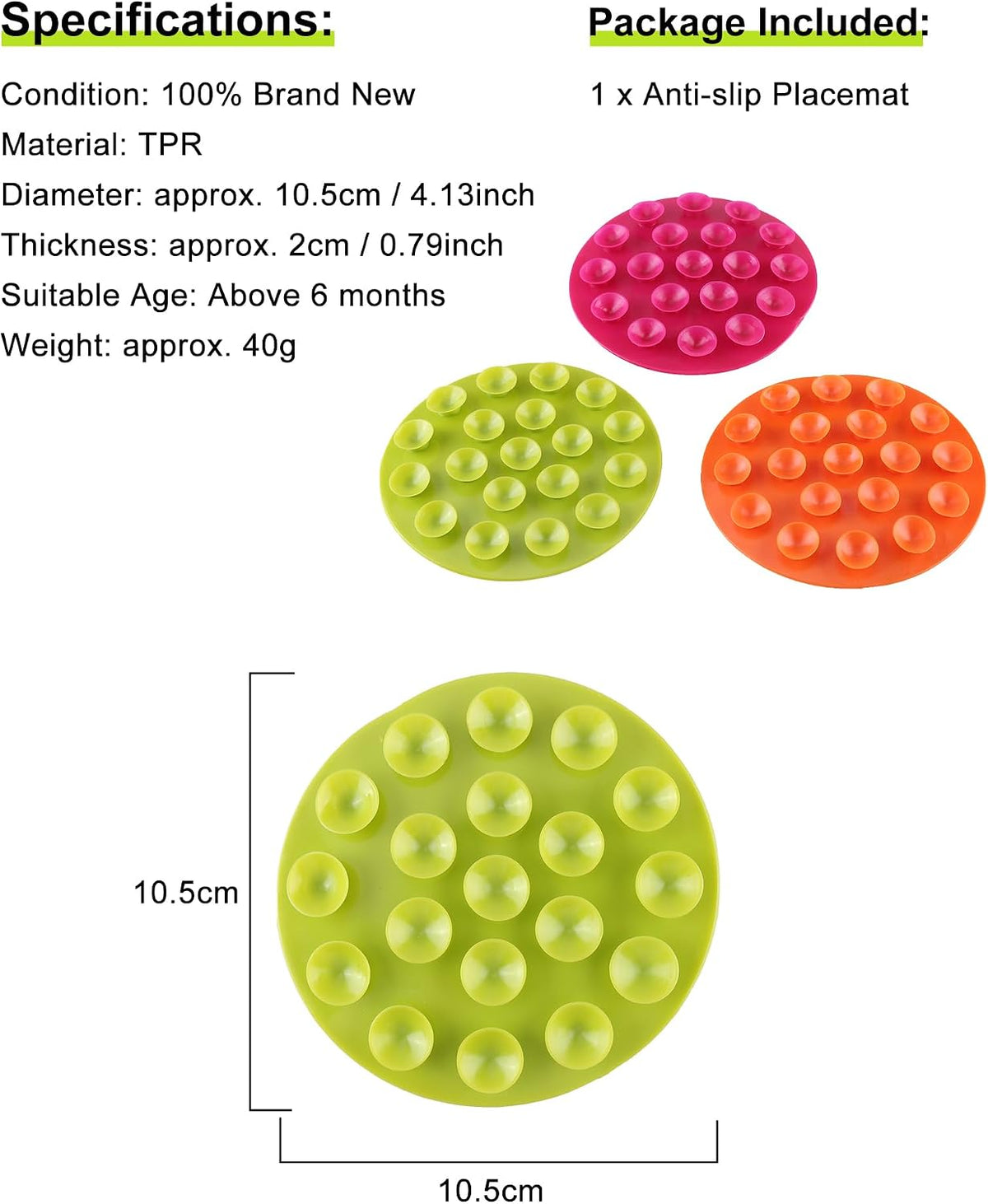 Baby Place Mats, Double Sided Suckers