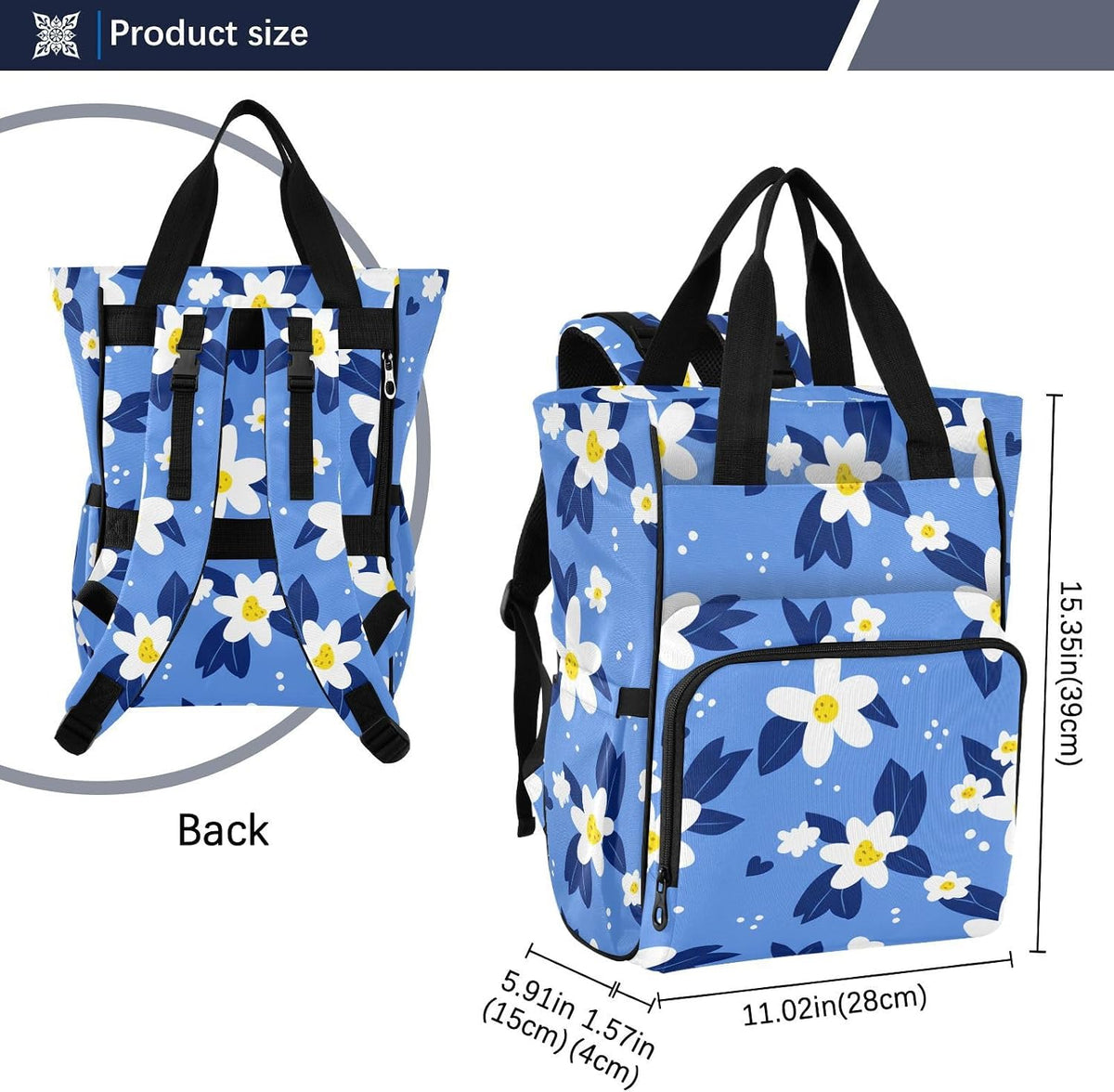 Diaper Bag Backpack, Multifunction Travel Bag for Moms Dads, Baby Changing Bag with Insulted Pockets, Stroller Straps and Side Bottle Pockets Sky Meadow Pattern
