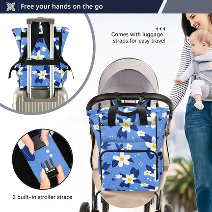 Diaper Bag Backpack, Multifunction Travel Bag for Moms Dads, Baby Changing Bag with Insulted Pockets, Stroller Straps and Side Bottle Pockets Sky Meadow Pattern