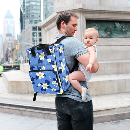 Diaper Bag Backpack, Multifunction Travel Bag for Moms Dads, Baby Changing Bag with Insulted Pockets, Stroller Straps and Side Bottle Pockets Sky Meadow Pattern