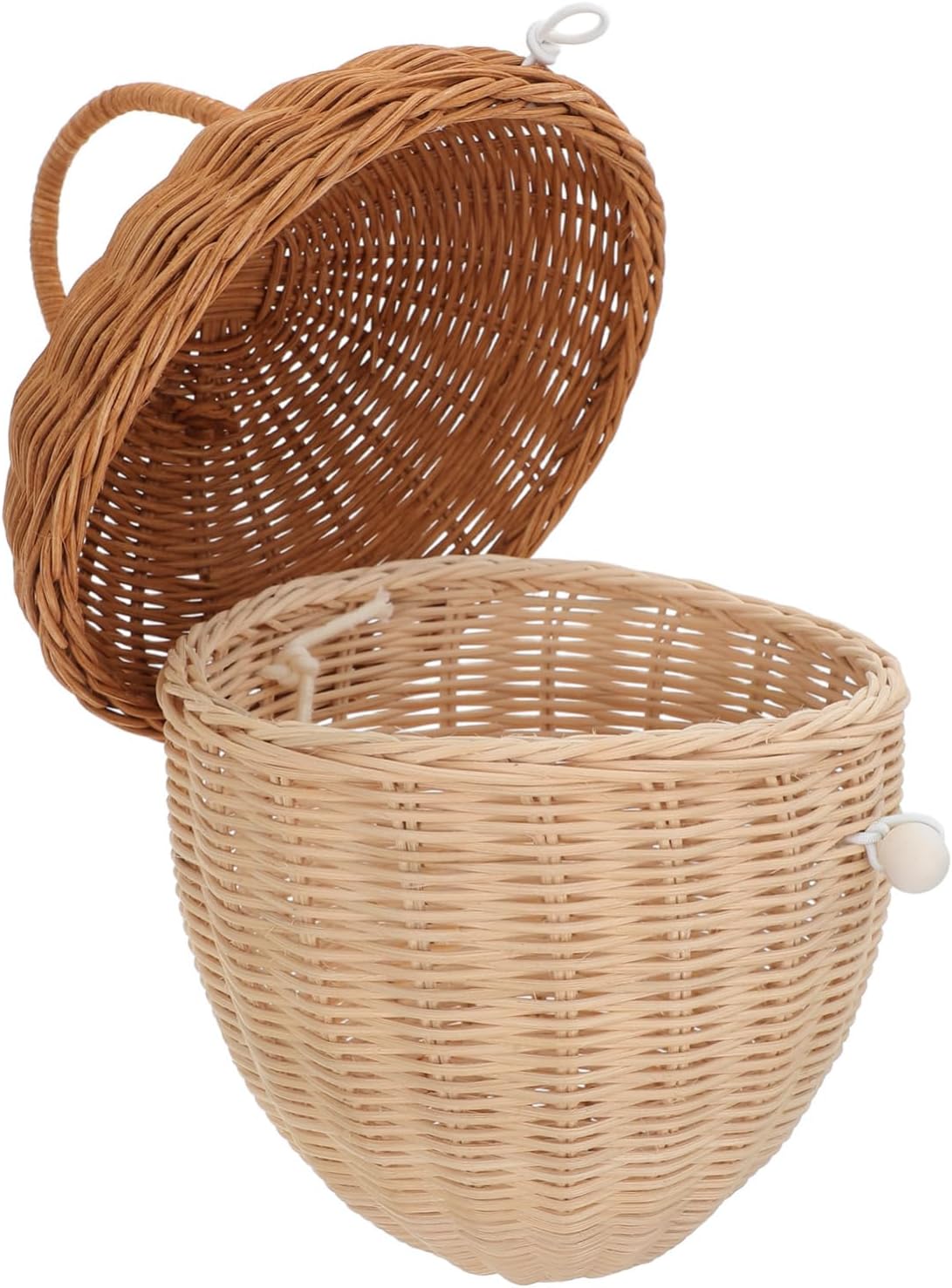 Rustic Rattan Toy Basket with Lid Storage Bin for Boys and Girls Boys and Girls Organizing Basket