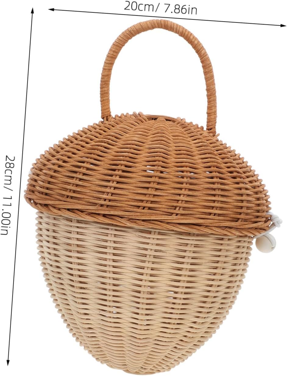 Rustic Rattan Toy Basket with Lid Storage Bin for Boys and Girls Boys and Girls Organizing Basket