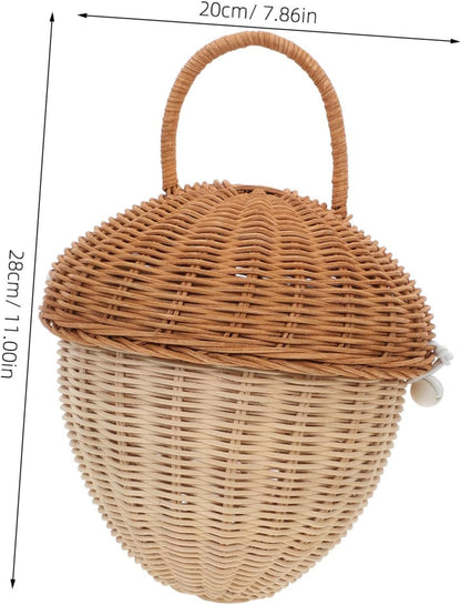 Rustic Rattan Toy Basket with Lid Storage Bin for Boys and Girls Boys and Girls Organizing Basket