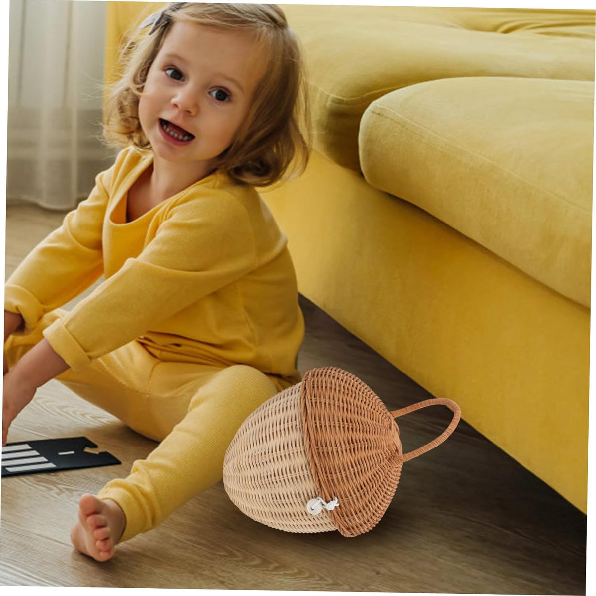 Rustic Rattan Toy Basket with Lid Storage Bin for Boys and Girls Boys and Girls Organizing Basket