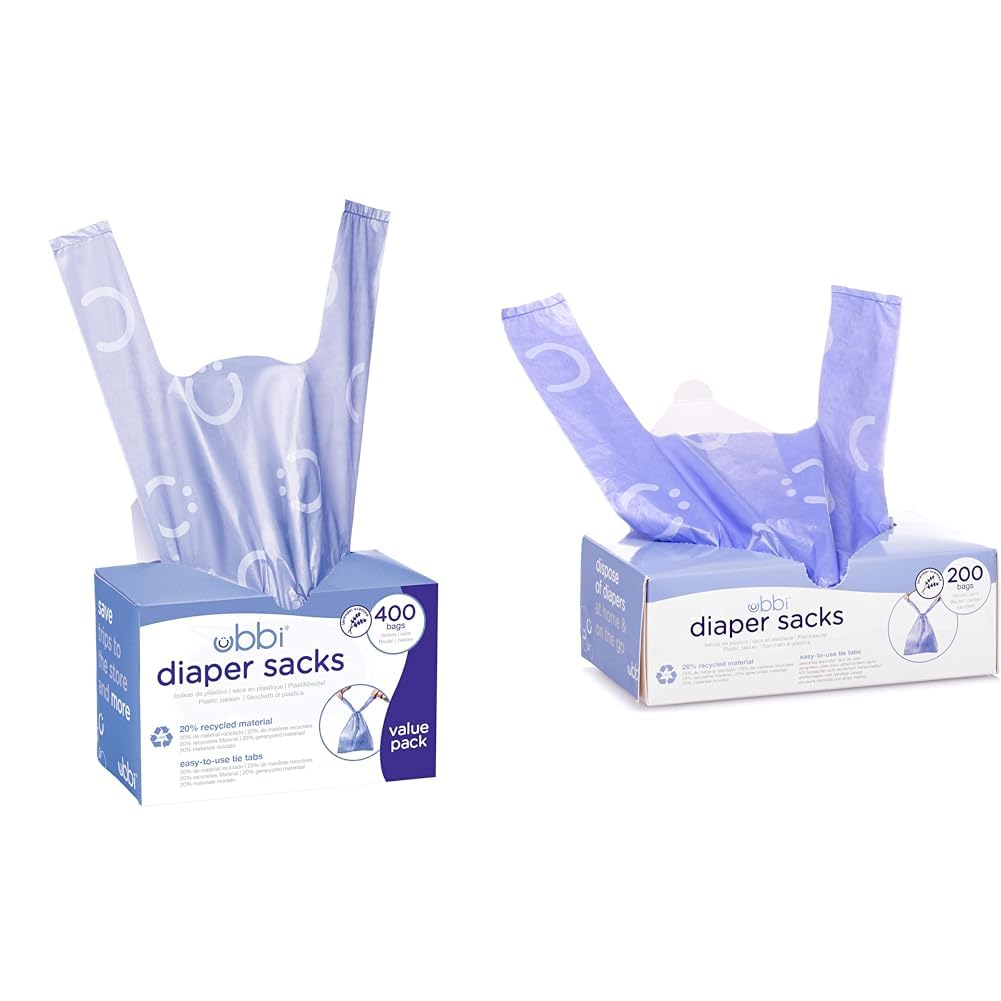 Disposable Diaper Sacks, Lavender Scented, Easy-To-Tie Tabs, Diaper Disposal or Pet Waste Bags & Retractable On the Go Bag Dispenser for Travel, Diaper Bag Accessory Must Have for Newborn