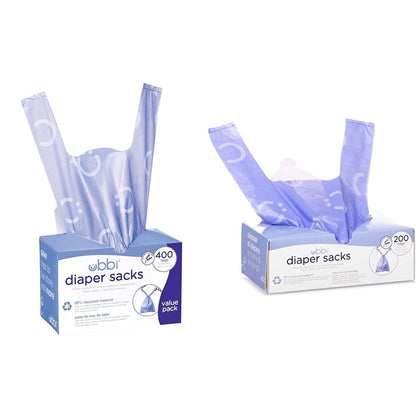 Disposable Diaper Sacks, Lavender Scented, Easy-To-Tie Tabs, Diaper Disposal or Pet Waste Bags & Retractable On the Go Bag Dispenser for Travel, Diaper Bag Accessory Must Have for Newborn