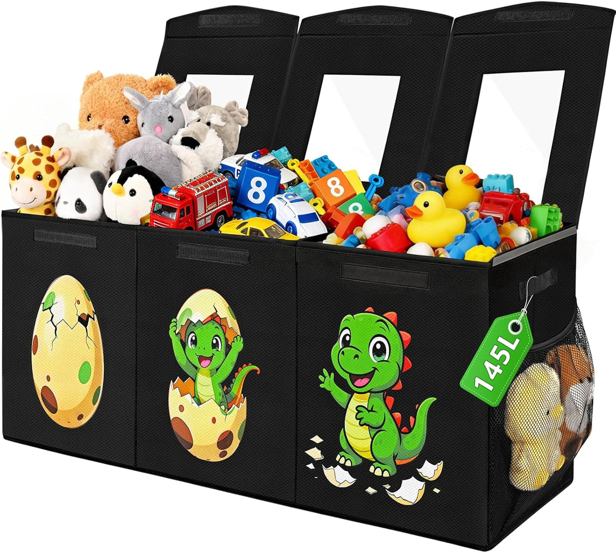 Large Toy Box Collapsible Kids Toy Chest Bins with Lid & Divider