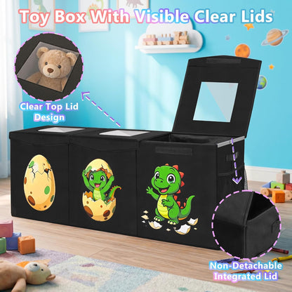 Large Toy Box Collapsible Kids Toy Chest Bins with Lid & Divider