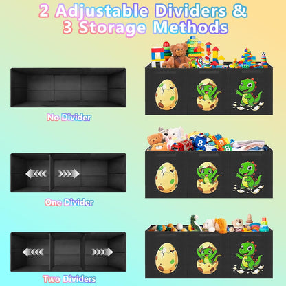 Large Toy Box Collapsible Kids Toy Chest Bins with Lid & Divider