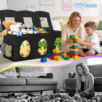 Large Toy Box Collapsible Kids Toy Chest Bins with Lid & Divider