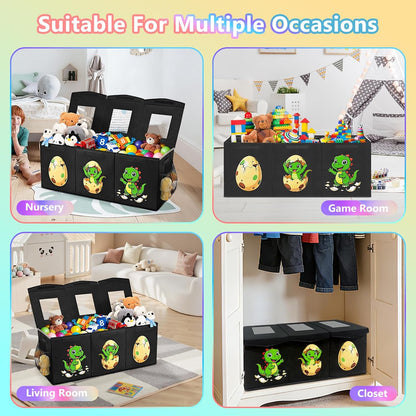 Large Toy Box Collapsible Kids Toy Chest Bins with Lid & Divider