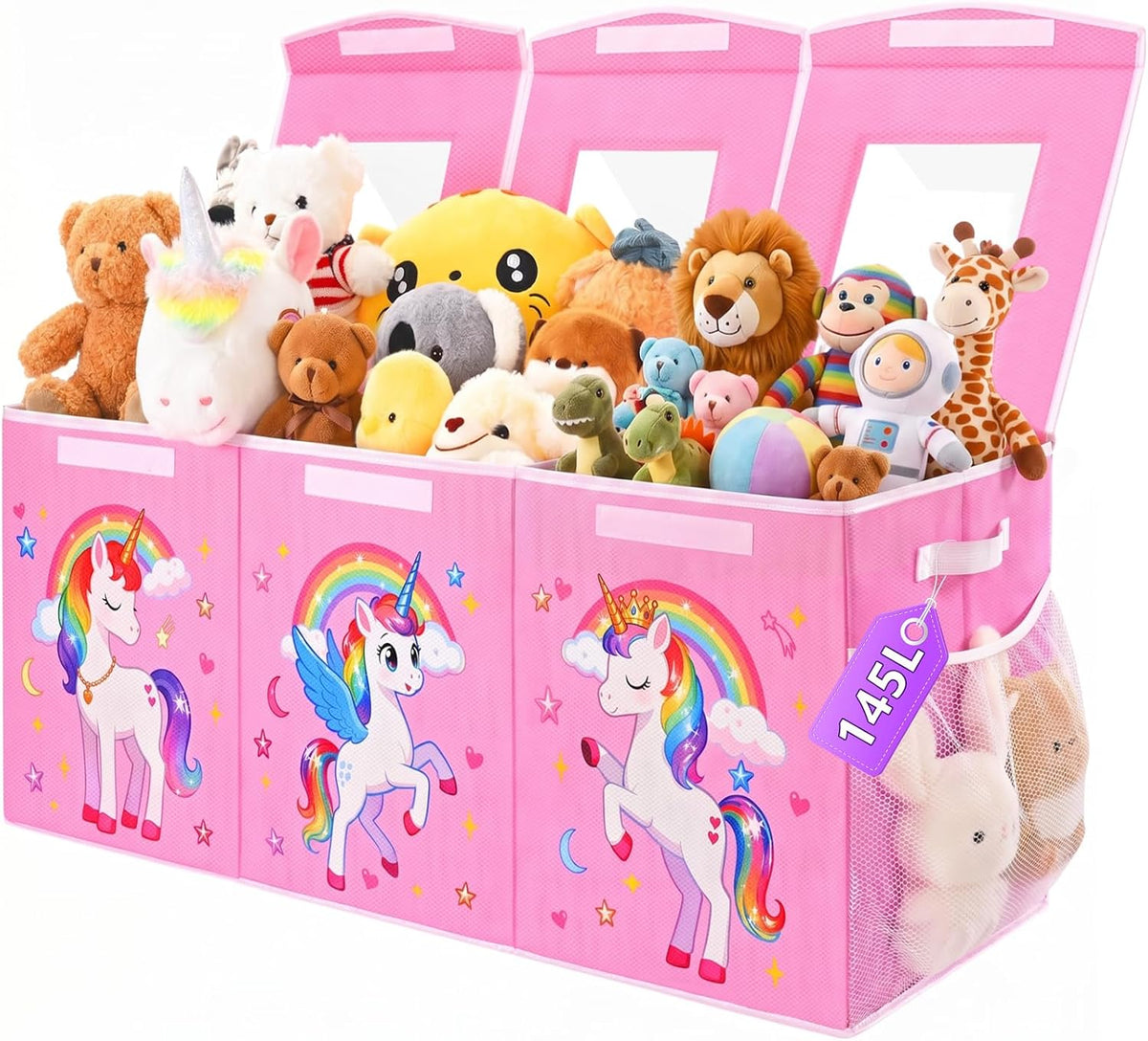 Large Toy Box Collapsible Kids Toy Chest Bins with Lid & Divider