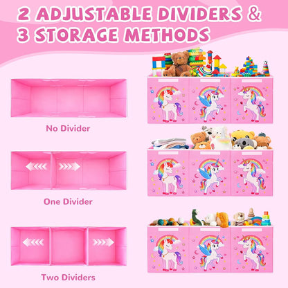 Large Toy Box Collapsible Kids Toy Chest Bins with Lid & Divider