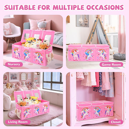 Large Toy Box Collapsible Kids Toy Chest Bins with Lid & Divider