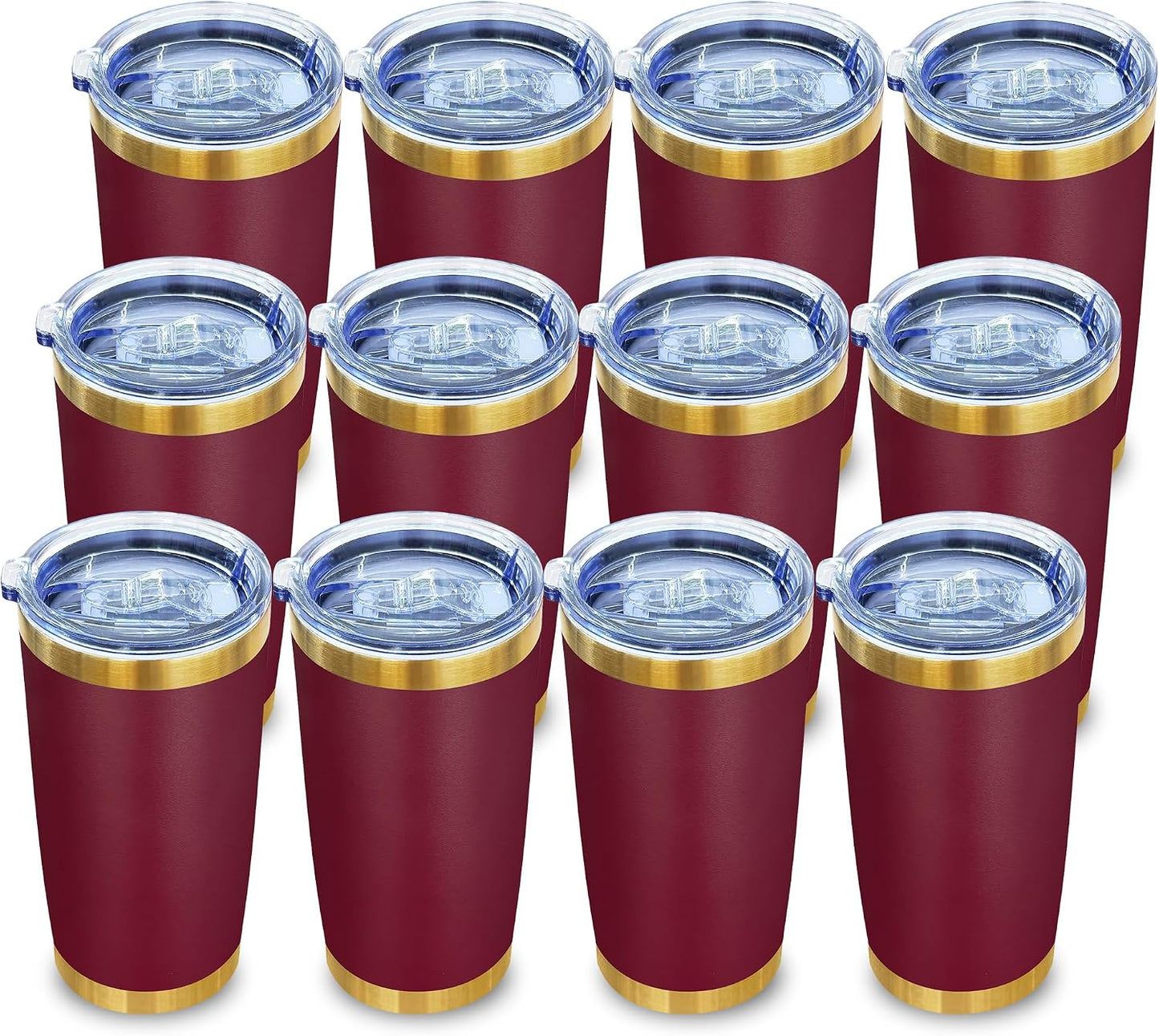 20 oz Insulated Tumblers Bulk with Lid Stainless Steel Tumbler,12 Pack | Navy,Double Wall Vacuum Travel Coffee Mug,BPA Free,for Hot and Cold Drinks,Gold Plated Powder Coated Cup,Laser engraving
