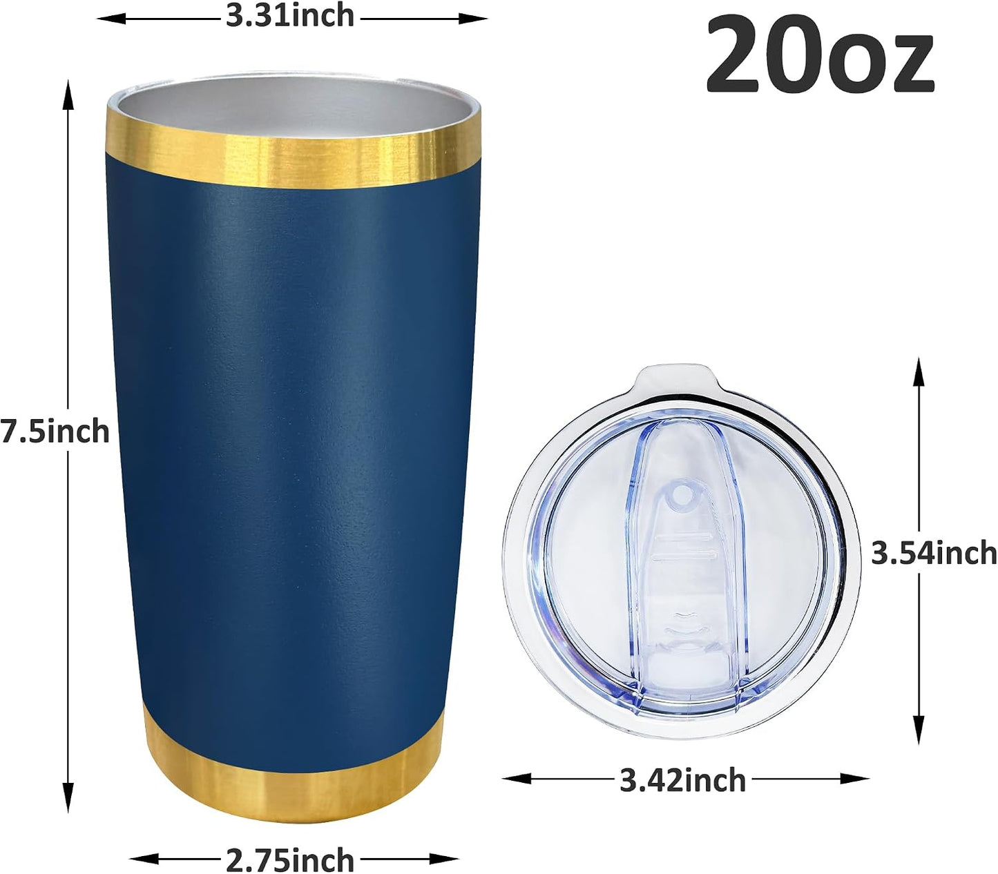 20 oz Insulated Tumblers Bulk with Lid Stainless Steel Tumbler,12 Pack | Navy,Double Wall Vacuum Travel Coffee Mug,BPA Free,for Hot and Cold Drinks,Gold Plated Powder Coated Cup,Laser engraving