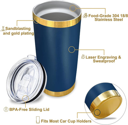 20 oz Insulated Tumblers Bulk with Lid Stainless Steel Tumbler,12 Pack | Navy,Double Wall Vacuum Travel Coffee Mug,BPA Free,for Hot and Cold Drinks,Gold Plated Powder Coated Cup,Laser engraving