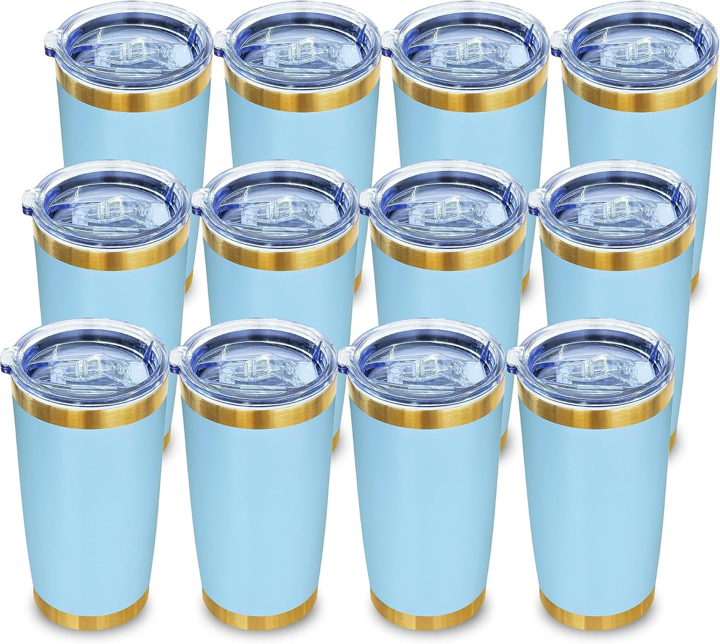 20 oz Insulated Tumblers Bulk with Lid Stainless Steel Tumbler,12 Pack | Navy,Double Wall Vacuum Travel Coffee Mug,BPA Free,for Hot and Cold Drinks,Gold Plated Powder Coated Cup,Laser engraving