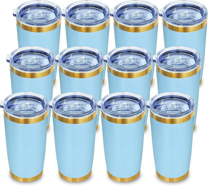20 oz Insulated Tumblers Bulk with Lid Stainless Steel Tumbler,12 Pack | Navy,Double Wall Vacuum Travel Coffee Mug,BPA Free,for Hot and Cold Drinks,Gold Plated Powder Coated Cup,Laser engraving