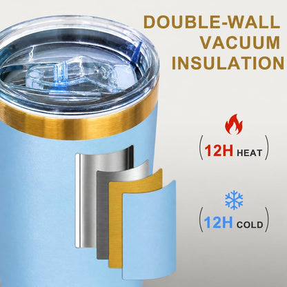 20 oz Insulated Tumblers Bulk with Lid Stainless Steel Tumbler,12 Pack | Navy,Double Wall Vacuum Travel Coffee Mug,BPA Free,for Hot and Cold Drinks,Gold Plated Powder Coated Cup,Laser engraving
