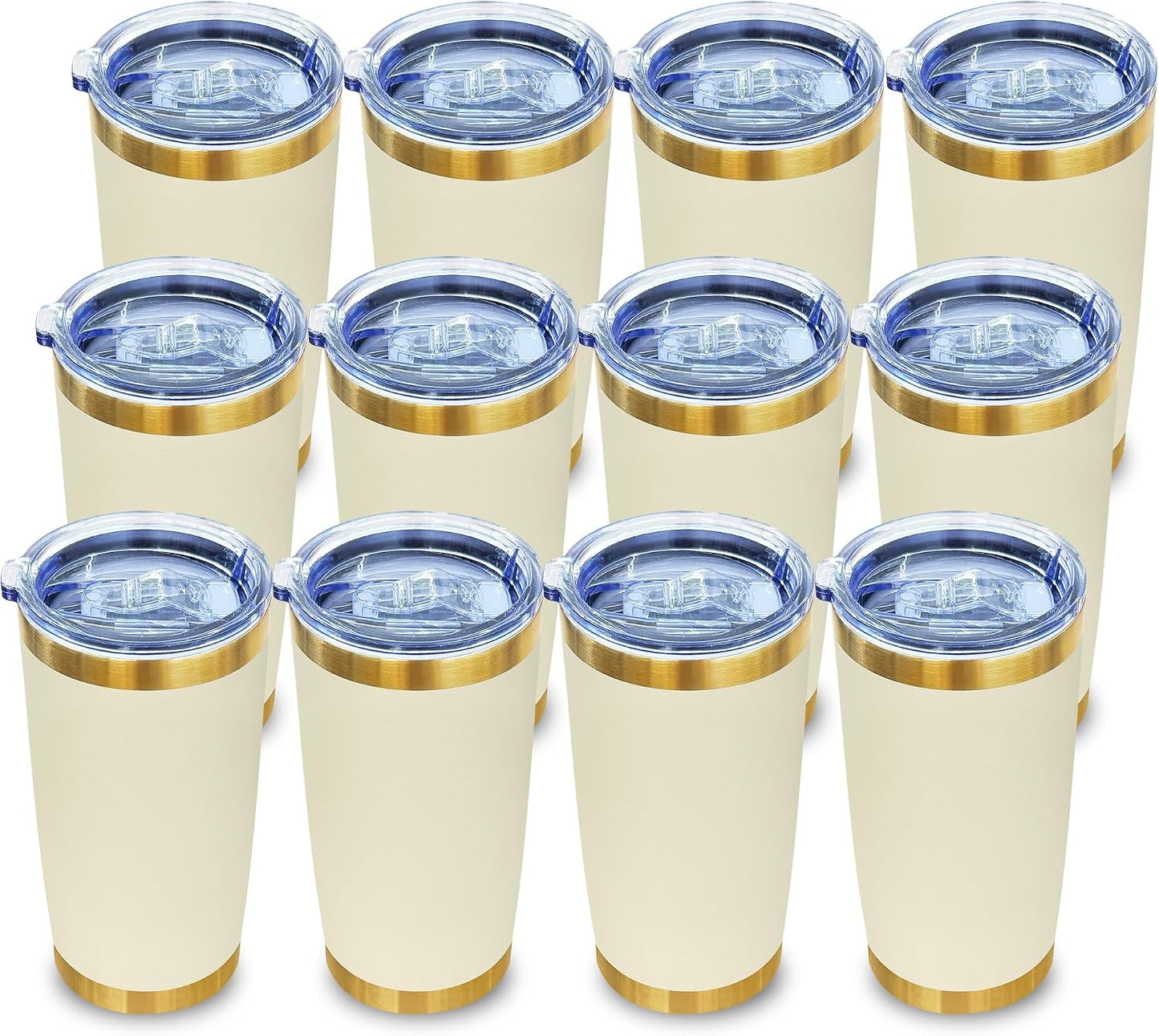 20 oz Insulated Tumblers Bulk with Lid Stainless Steel Tumbler,12 Pack | Navy,Double Wall Vacuum Travel Coffee Mug,BPA Free,for Hot and Cold Drinks,Gold Plated Powder Coated Cup,Laser engraving