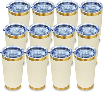20 oz Insulated Tumblers Bulk with Lid Stainless Steel Tumbler,12 Pack | Navy,Double Wall Vacuum Travel Coffee Mug,BPA Free,for Hot and Cold Drinks,Gold Plated Powder Coated Cup,Laser engraving