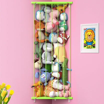 Corner Stuffed Animal Storage for Kids Room - Wall Mounted Stuffed Animal Organizer - Adjustable Plush Toy Holder Shelf for Nursery Playroom Bedroom (White)