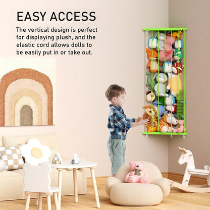 Corner Stuffed Animal Storage for Kids Room - Wall Mounted Stuffed Animal Organizer - Adjustable Plush Toy Holder Shelf for Nursery Playroom Bedroom (White)