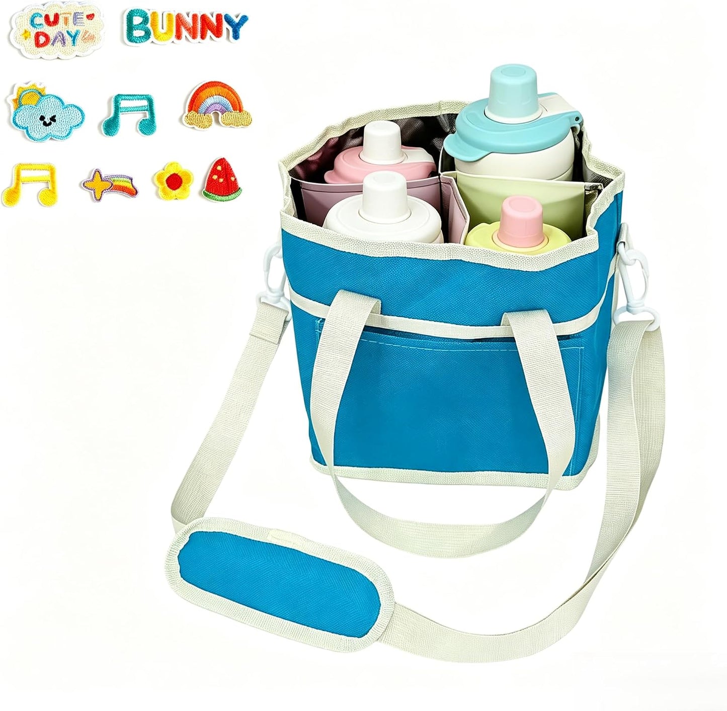 Insulated Drink Carrier Bag, 4 Compartment Leakproof Drink Tote with Divider, Reusable Beverage Carrier for Coffee, Delivery, Car Travel & Picnic