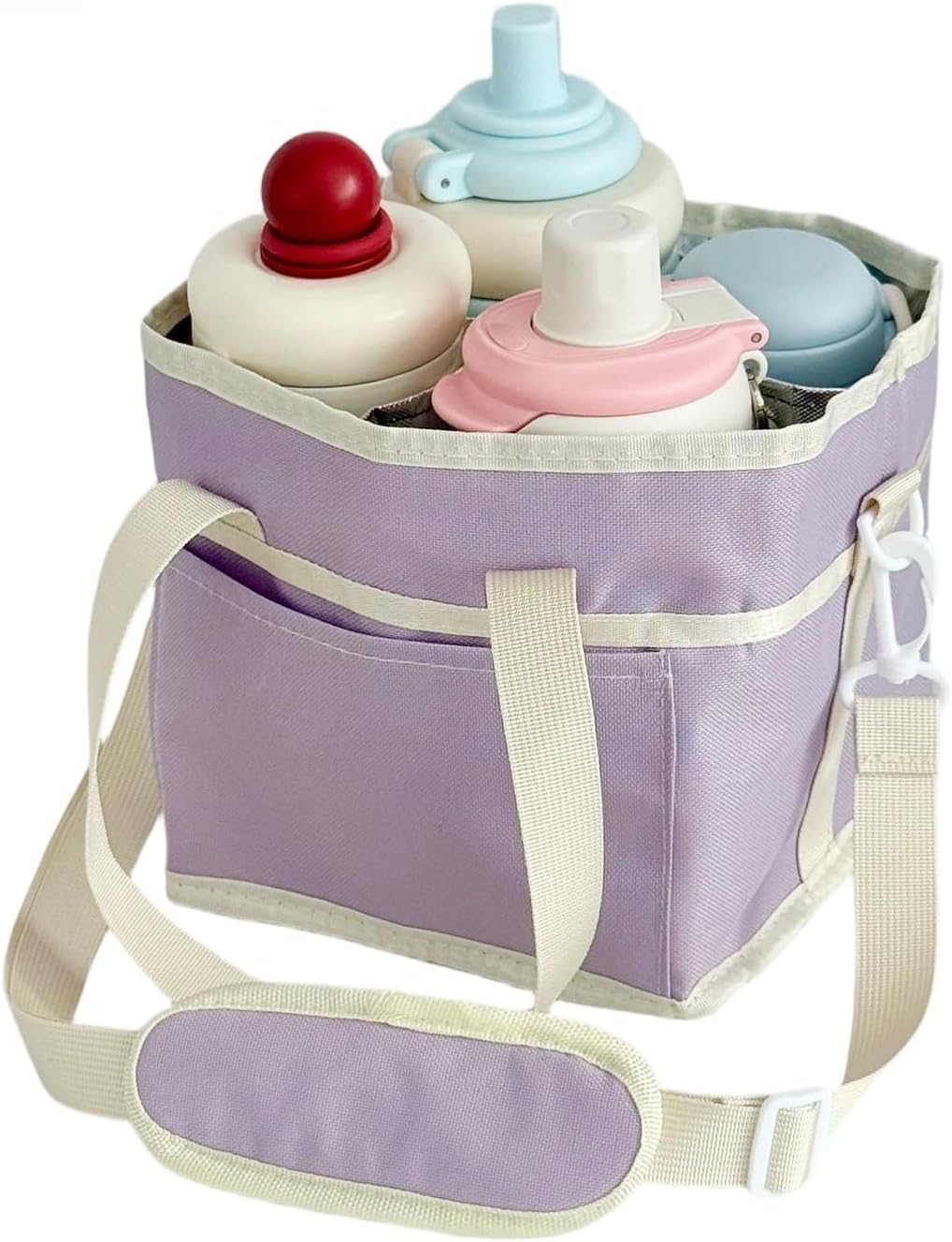 Insulated Drink Carrier Bag, 4 Compartment Leakproof Drink Tote with Divider, Reusable Beverage Carrier for Coffee, Delivery, Car Travel & Picnic