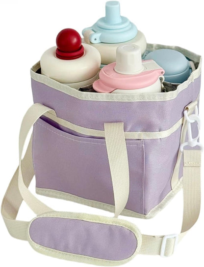 Insulated Drink Carrier Bag, 4 Compartment Leakproof Drink Tote with Divider, Reusable Beverage Carrier for Coffee, Delivery, Car Travel & Picnic