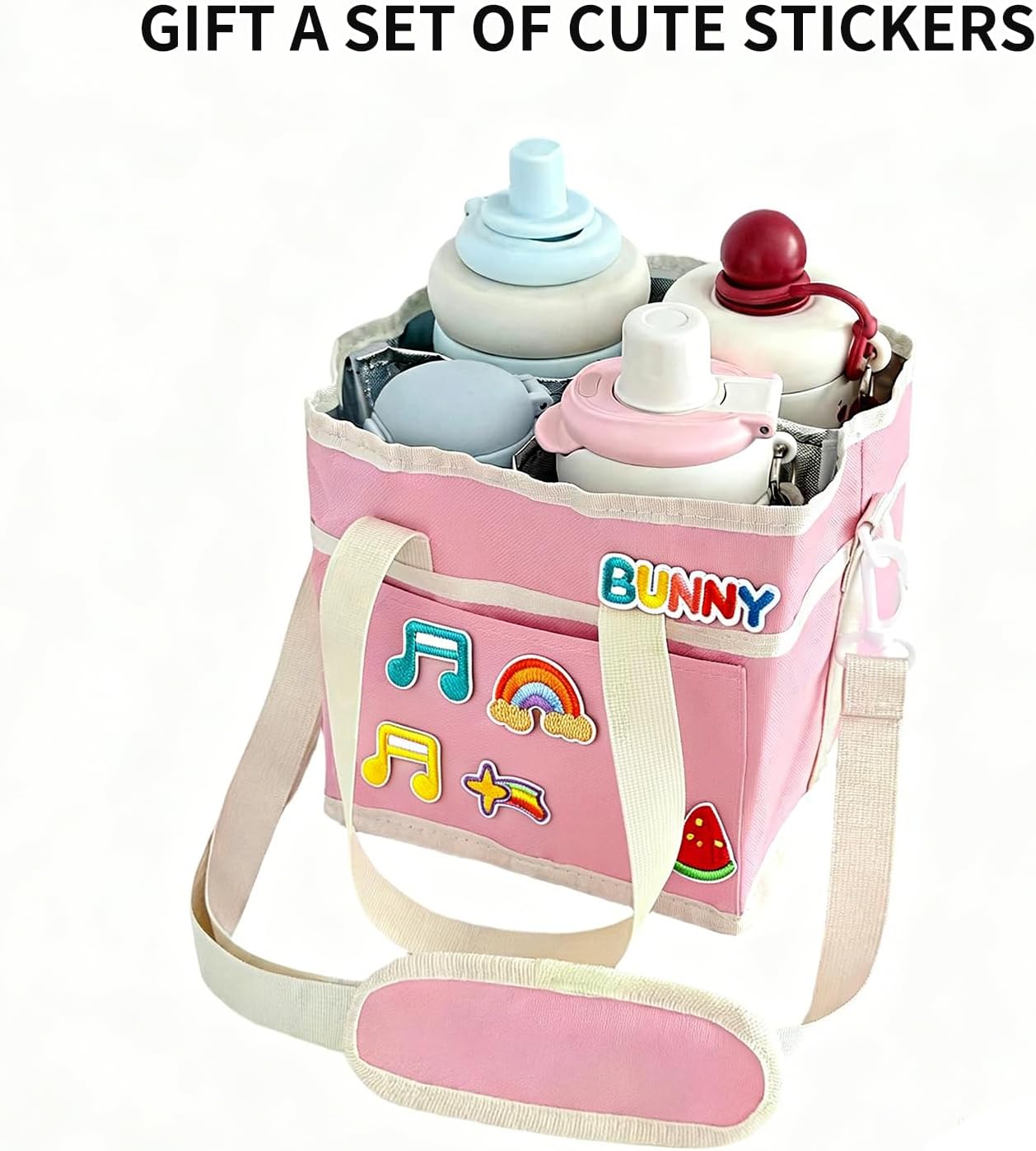 Insulated Drink Carrier Bag, 4 Compartment Leakproof Drink Tote with Divider, Reusable Beverage Carrier for Coffee, Delivery, Car Travel & Picnic