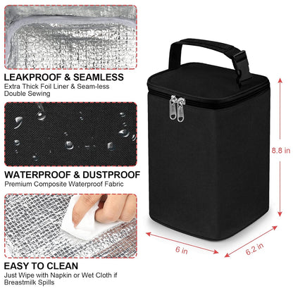 Breastmilk Cooler Bag, Baby Bottle Cooler Bags, Insulated Tote Bags On The Go, Fits 4 Large 8oz Bottles, for Nursing Mom Daycare Travel