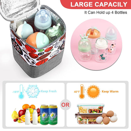 Breastmilk Cooler Bag, Baby Bottle Cooler Bags, Insulated Tote Bags On The Go, Fits 4 Large 8oz Bottles, for Nursing Mom Daycare Travel