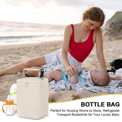 Breastmilk Cooler Bag, Baby Bottle Cooler Bags, Insulated Tote Bags On The Go, Fits 4 Large 8oz Bottles, for Nursing Mom Daycare Travel