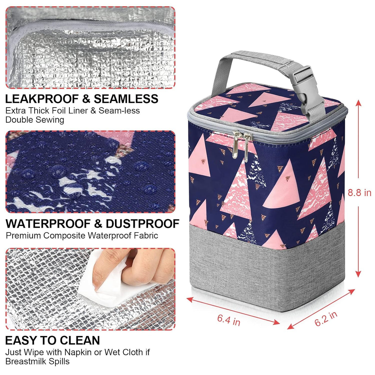 Breastmilk Cooler Bag, Baby Bottle Cooler Bags, Insulated Tote Bags On The Go, Fits 4 Large 8oz Bottles, for Nursing Mom Daycare Travel