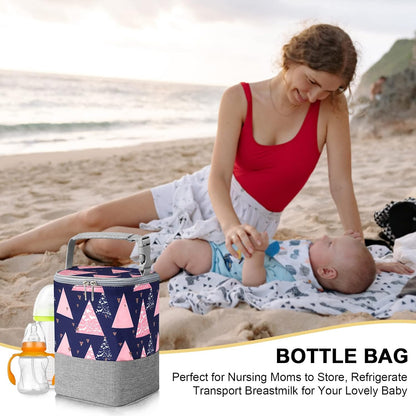Breastmilk Cooler Bag, Baby Bottle Cooler Bags, Insulated Tote Bags On The Go, Fits 4 Large 8oz Bottles, for Nursing Mom Daycare Travel