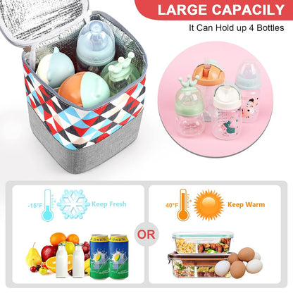 Breastmilk Cooler Bag, Baby Bottle Cooler Bags, Insulated Tote Bags On The Go, Fits 4 Large 8oz Bottles, for Nursing Mom Daycare Travel