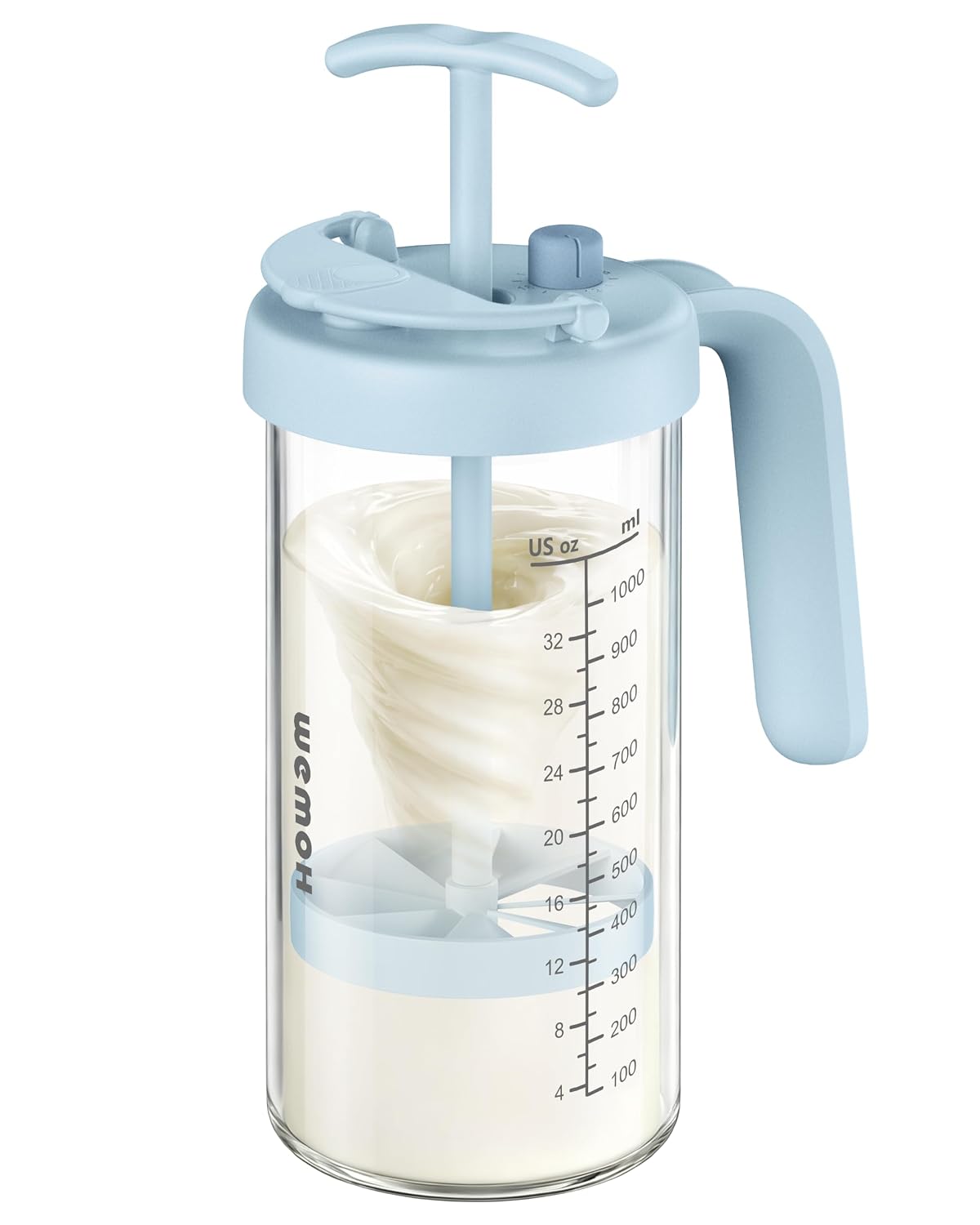 Borosilicate Glass Breast Milk Pitcher with Upgraded Mixer, Blue