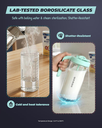 Borosilicate Glass Breast Milk Pitcher with Upgraded Mixer, Blue