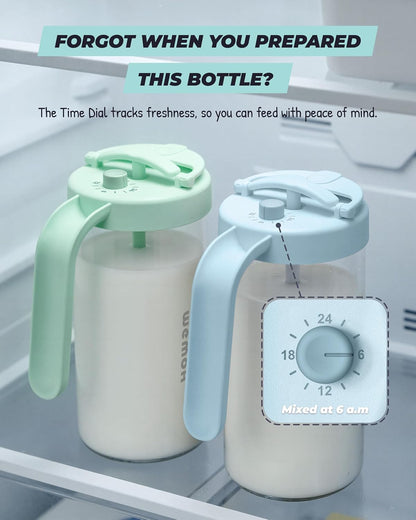 Borosilicate Glass Breast Milk Pitcher with Upgraded Mixer, Blue
