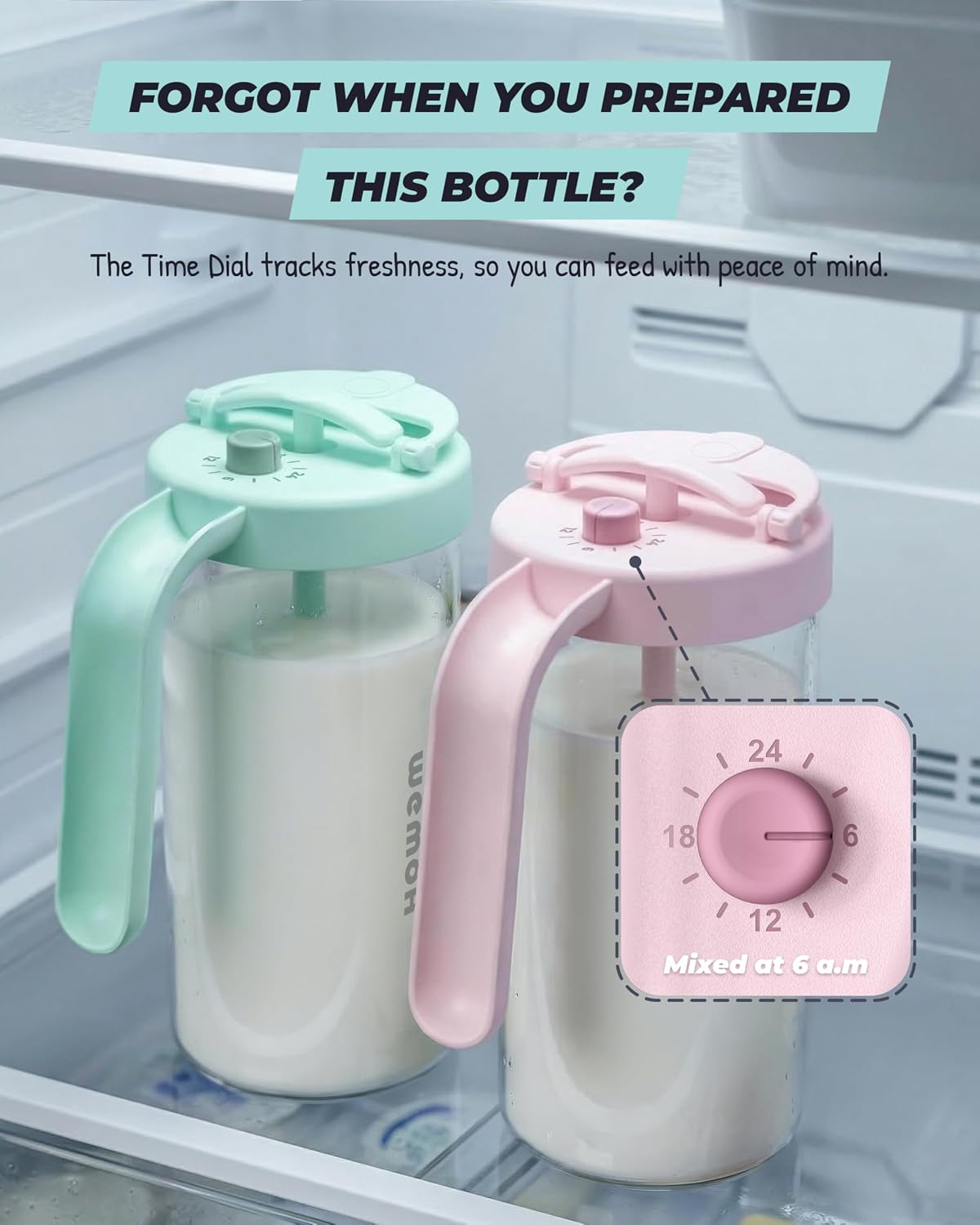 Borosilicate Glass Breast Milk Pitcher with Upgraded Mixer, Blue