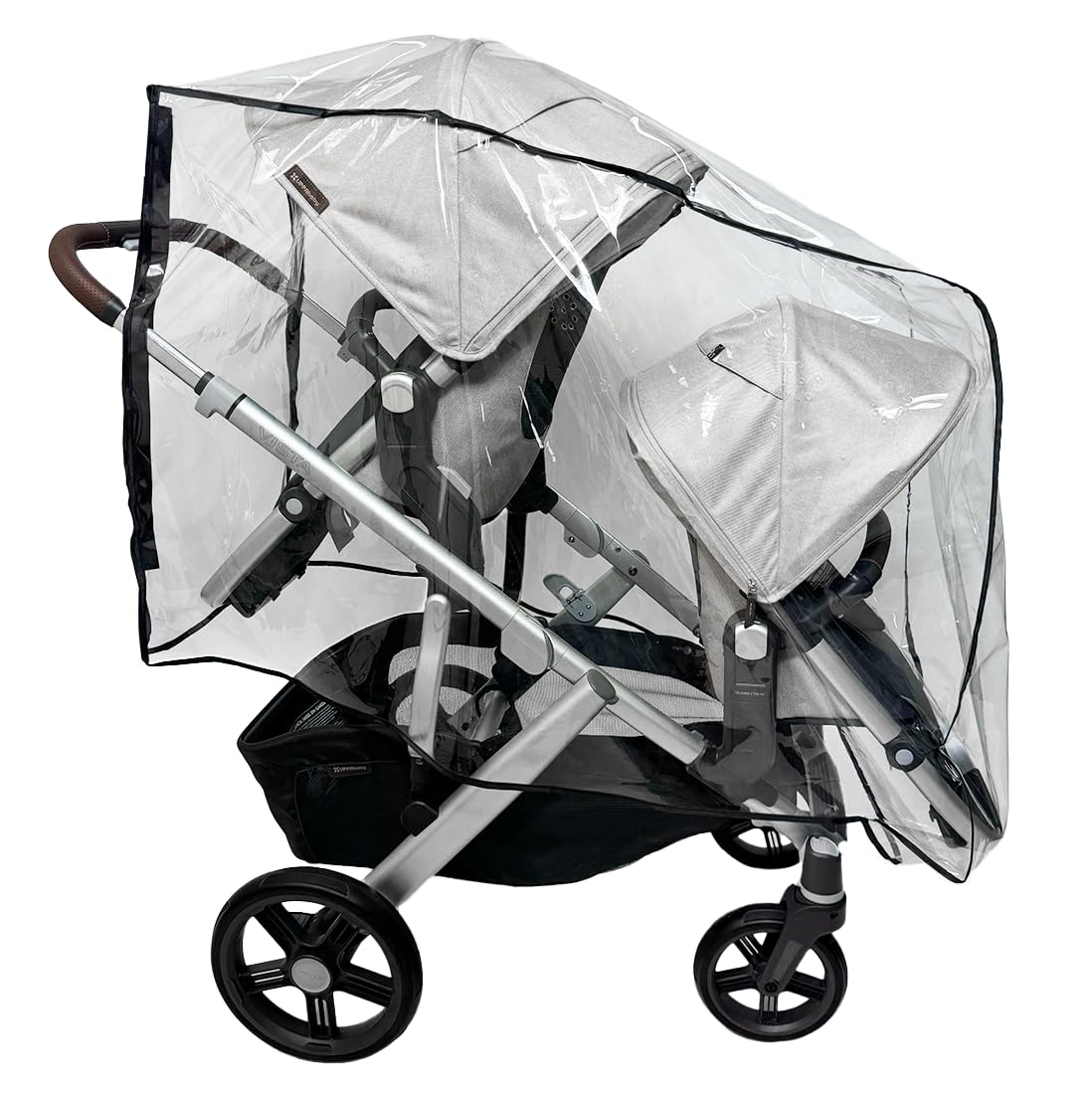 Rain and Wind Cover Made for UPPAbaby Vista V2/V3 Double Stroller System w/Rumble Seat - Clear, Ventilation Holes, Maximum Coverage (Standard Coverage)
