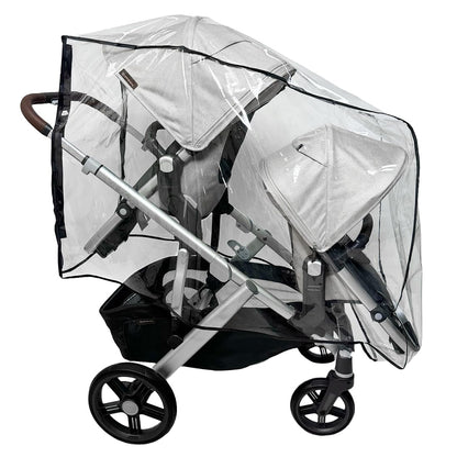 Rain and Wind Cover Made for UPPAbaby Vista V2/V3 Double Stroller System w/Rumble Seat - Clear, Ventilation Holes, Maximum Coverage (Standard Coverage)