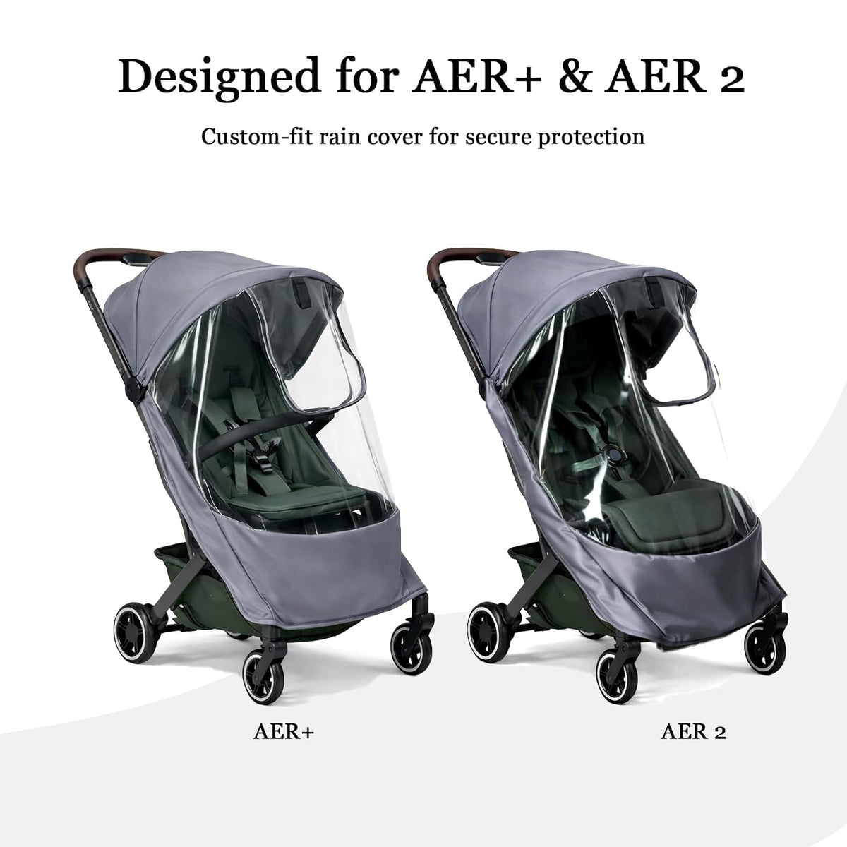 Stroller Rain Cover Compatible with Joolz AER+ & AER 2 – Clear Weather Shield with Front Access Window, Ventilation Holes & Built-in Storage Pouch, Full Coverage Protection from Rain, Wind & Snow