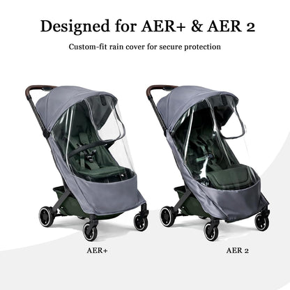 Stroller Rain Cover Compatible with Joolz AER+ & AER 2 – Clear Weather Shield with Front Access Window, Ventilation Holes & Built-in Storage Pouch, Full Coverage Protection from Rain, Wind & Snow