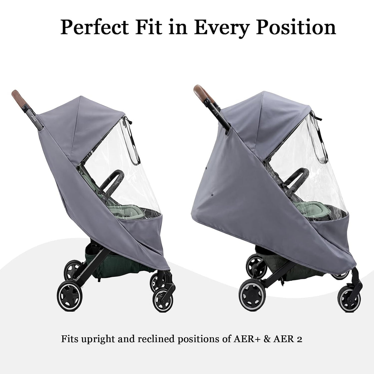 Stroller Rain Cover Compatible with Joolz AER+ & AER 2 – Clear Weather Shield with Front Access Window, Ventilation Holes & Built-in Storage Pouch, Full Coverage Protection from Rain, Wind & Snow