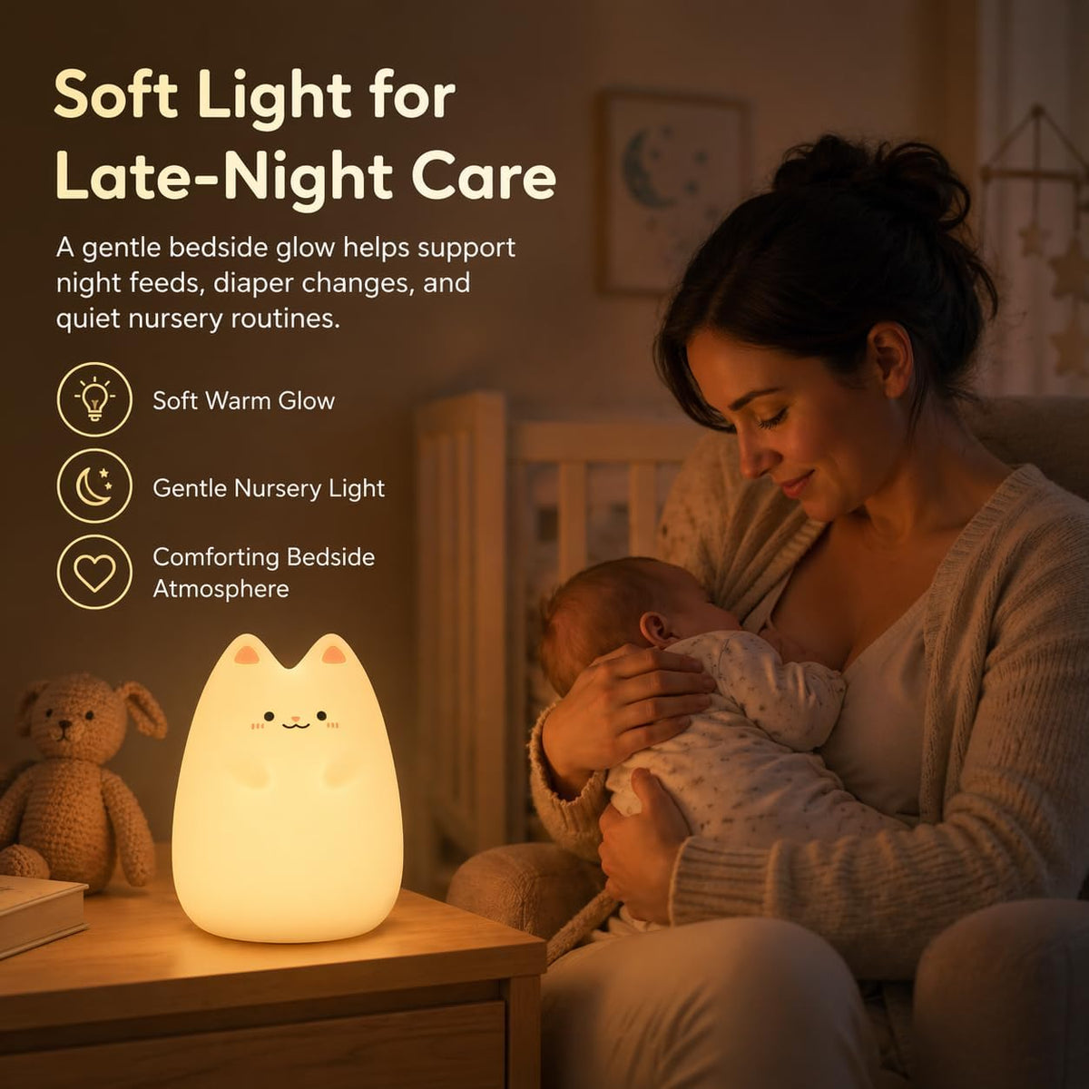 Baby Car Seat Light for Night Driving, Rechargeable Car Seat Night Light for Babies, Soft Glow Backseat Travel Light with Gentle Eye Caring Design for Infants & Toddlers