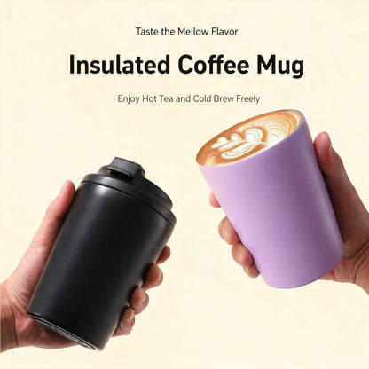 12oz Mini Insulated Coffee Cup - 304 Stainless Steel & Ceramic Lined Tumbler, Leak-Proof Portable Travel Mug for Car Office Outdoor, BPA-Free Double Wall Vacuum (purplish blue)