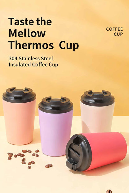 12oz Mini Insulated Coffee Cup - 304 Stainless Steel & Ceramic Lined Tumbler, Leak-Proof Portable Travel Mug for Car Office Outdoor, BPA-Free Double Wall Vacuum (purplish blue)